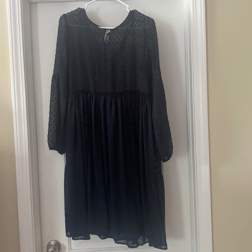 Matilda Jane Dress. Sheer overlay with black solid slip. Classy and comfortable!